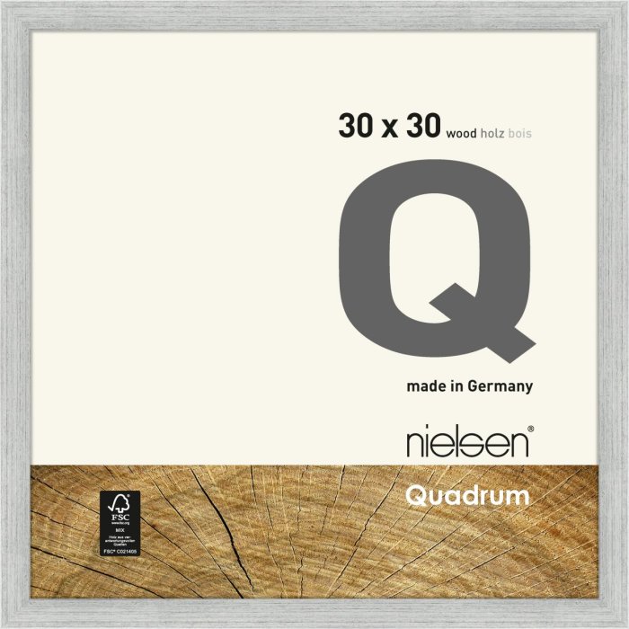 Marco de madera con clip Quadrum 30x30 cm plata