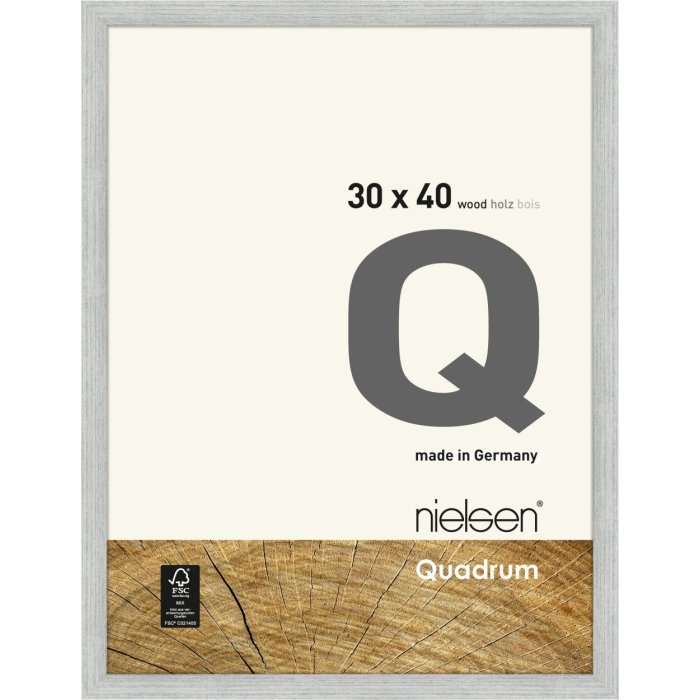 Marco de madera con clip Quadrum 30x40 cm plata