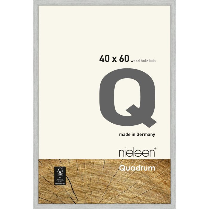 Marco de madera con clip Quadrum 40x60 cm plata