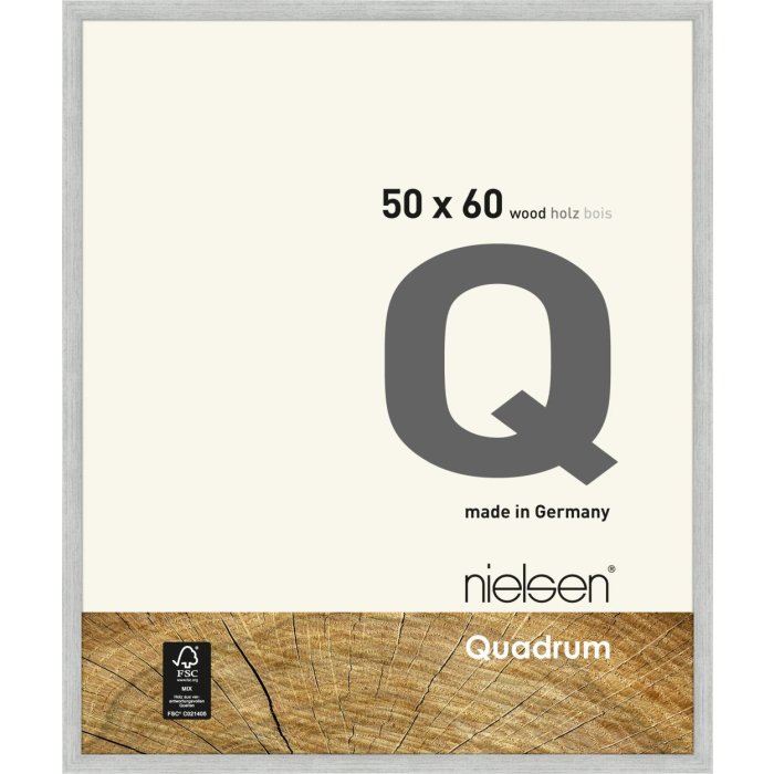 Marco de madera desmontable Quadrum 50x60 cm plata