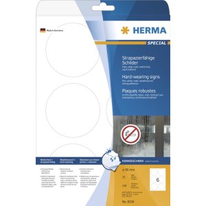 Etiquetas HERMA resistentes A4 Ø 85 mm redondas...