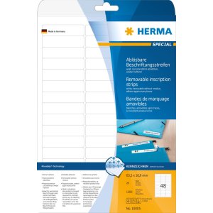 HERMA Tiras de etiquetado removibles A4 63,5x16,9 mm blanco Movibles-papel removible mate 1200 unid.