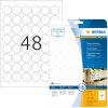 Etiquetas HERMA A4 blancas Ø 30 mm redondas papel adhesivo extremadamente fuerte mate 1200 unid.