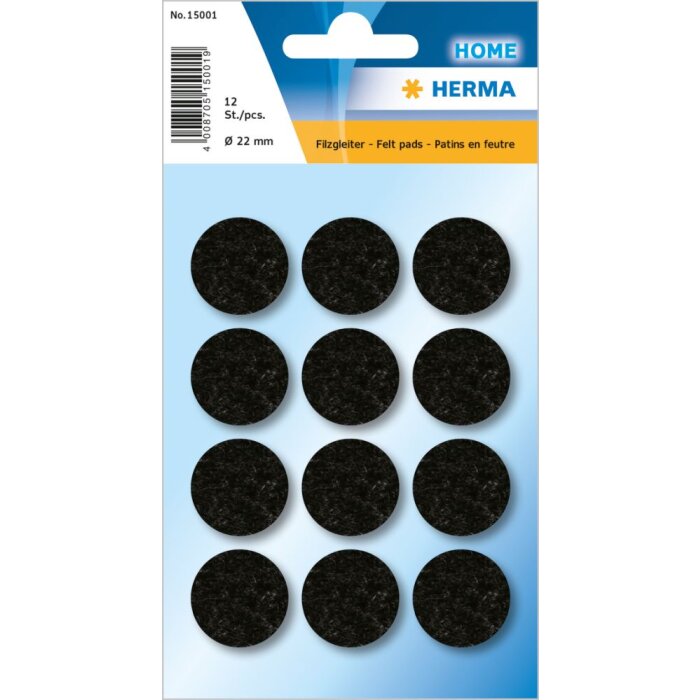 Deslizador de fieltro HERMA negro Ø 22 mm