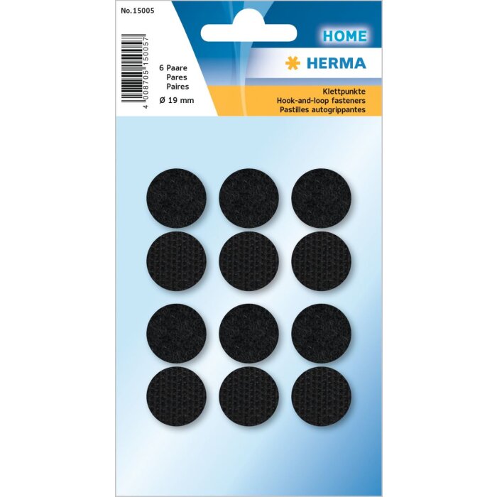 HERMA Puntos de velcro negros Ø 19 mm