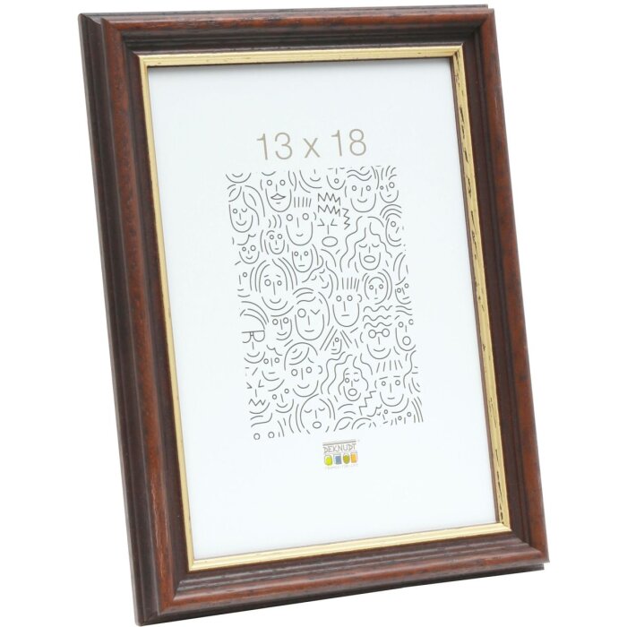Marco de madera Deknudt S406 nogal 13x18 cm borde dorado