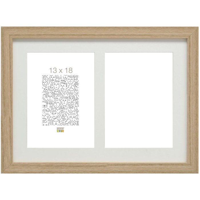 Marco de madera Deknudt S66KB2 beige 2 fotos 13x18 cm