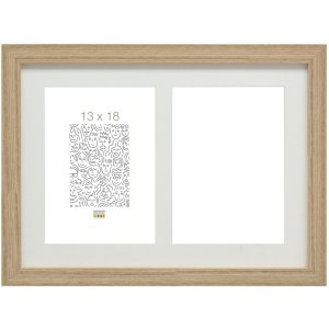 Marco de madera Deknudt S66KB2 beige 2 fotos 13x18 cm