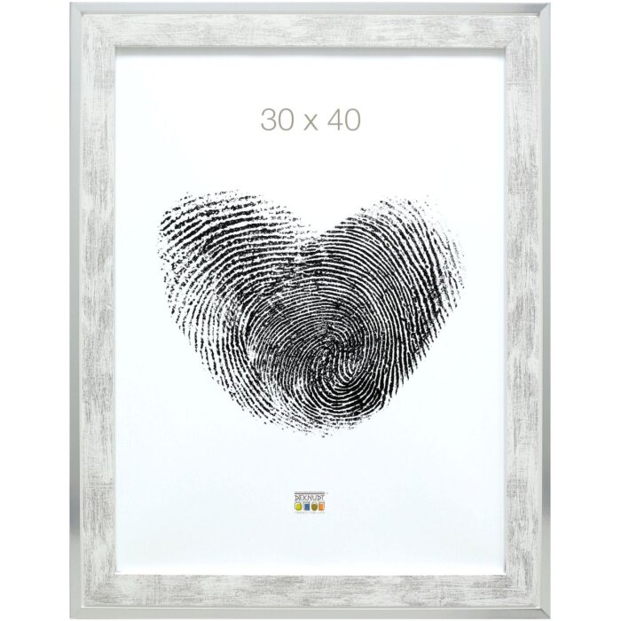 Marco de madera Deknudt S43RE 18x24 cm blanco - borde plateado