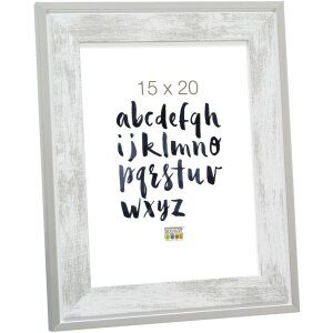 Marco de madera Deknudt S43RE 18x24 cm blanco - borde plateado