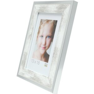 Marco de madera Deknudt S43RE 18x24 cm blanco - borde plateado