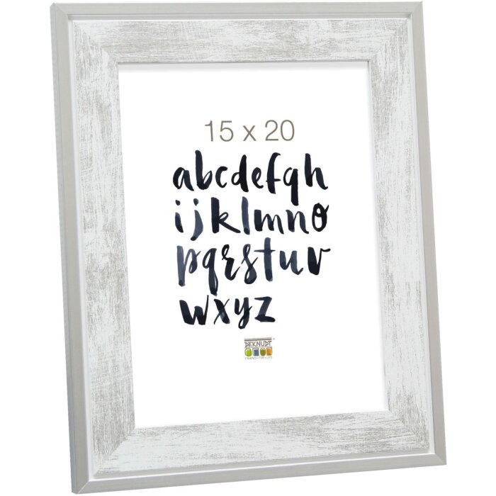 Marco de madera Deknudt S43RE 20x30 cm blanco - borde plateado