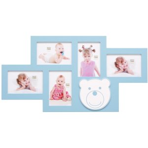 S66RK6 Marco de fotos Teddy azul 5 fotos 10x15 cm
