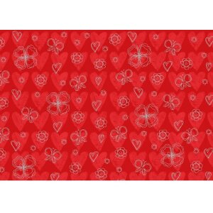 Papel 50x70cm corazones rojo plata