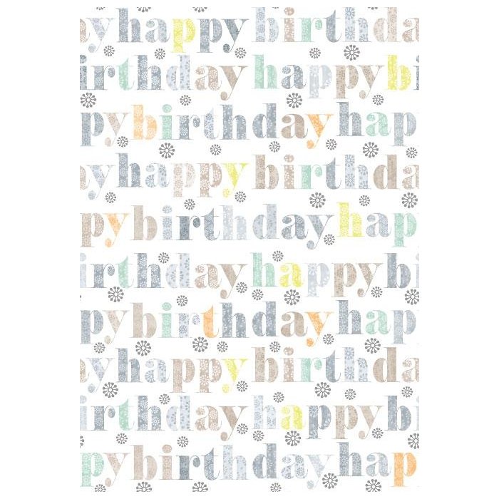 Papel 70x100 cm Happy Birthday taupe