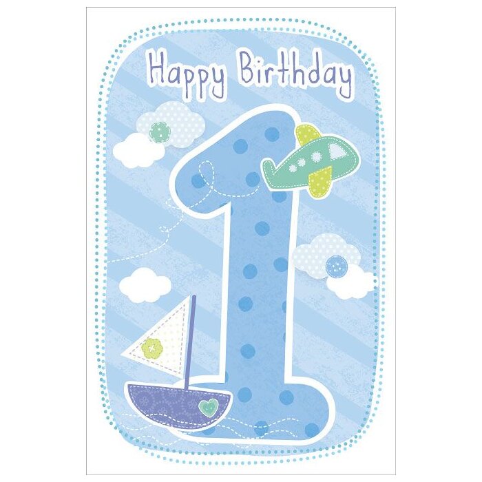 Artebene Tarjeta Feliz Cumpleaños Niños 1 Año bleu