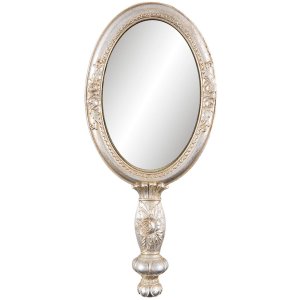 Espejo de mano plata barroca 12x3x27 cm